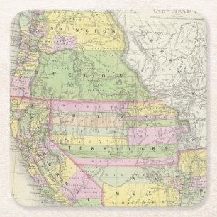 Kalifornien, Oregon, Washington, Utah, New Mexiko Rechteckiger Pappuntersetzer
