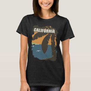 Kalifornien Palmbaum Küste Retro Reise T-Shirt