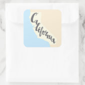 Kalifornien Pinselbriefe mit Silhouette Karte Quadratischer Aufkleber (Tasche)