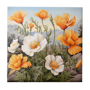 Kalifornien Poppy Floral Fliese