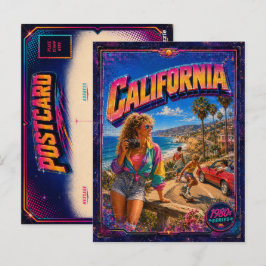 Kalifornien-Postkarte 80er Retro der 1980er Jahre Postkarte