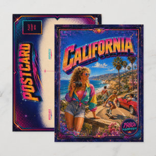 Kalifornien-Postkarte 80er Retro der 1980er Jahre Postkarte