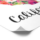 Kalifornien Print, Floral California Map Poster (Ecke)