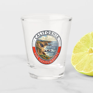 Kalifornien Reise Kunst Abzeichen Schnapsglas