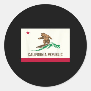 Kalifornien Republik Bär Surfen-Staatsflagge Inspi Runder Aufkleber