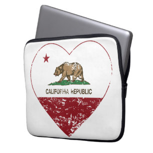 Kalifornien-Republik-Liebe-Herz beunruhigt Laptopschutzhülle