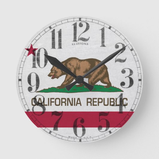 Kalifornien-Republik Runde Wanduhr (Vorderseite)