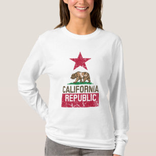 KALIFORNIEN-REPUBLIK Staats-Flaggegrunge-Art T-Shirt