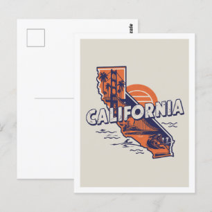 Kalifornien Retro-Reise-Design ikonischer US-Bunde Postkarte