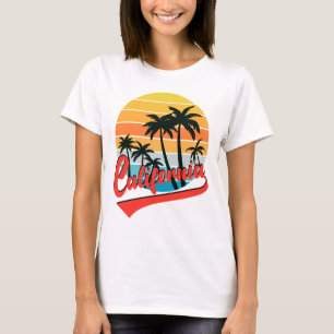 Kalifornien Retro-Sonnenuntergang Damen Weißes T-S T-Shirt
