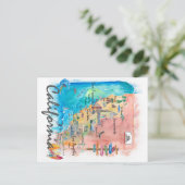 Kalifornien Retro Travel Map Feiertagspostkarte (Stehend Vorderseite)