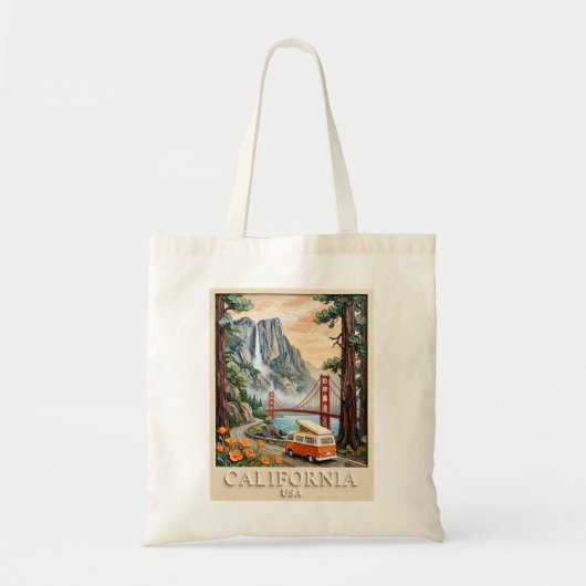 Kalifornien-Roadtrip Vintage-3D-Landschaftstextur Tragetasche (Vorne)