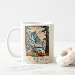 Kalifornien-Roadtrip Vintage-3D-Texturlandschaft Kaffeetasse