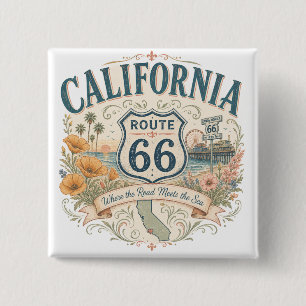 Kalifornien Route 66 Golden Coast Andenken Button