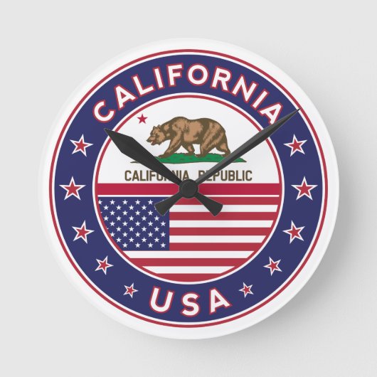 Kalifornien Runde Wanduhr (Vorderseite)