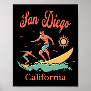 Kalifornien San Diego Ca Surfer Surfen Strand Urla Poster