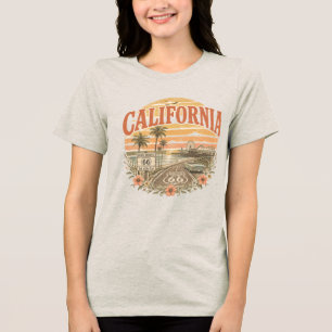 Kalifornien Santa Monica Pier Vintage Sonnenunterg Tri-Blend Shirt