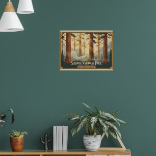 Kalifornien Sequoia-Nationalpark Vintage-Kunstwerk Poster
