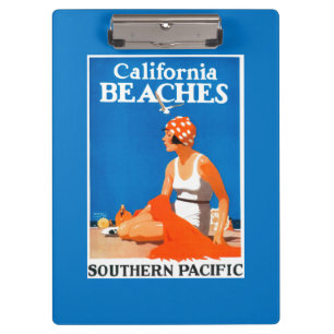 Kalifornien setzt förderndes Plakat auf den Stran Klemmbrett