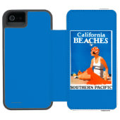 Kalifornien setzt förderndes Plakat auf den Strand Incipio iPhone Geldbeutel-Hülle (Folio Geöffnet)