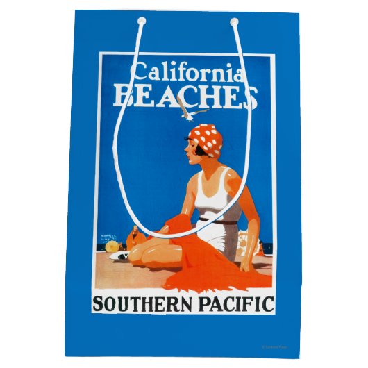 Kalifornien setzt förderndes Plakat auf den Strand Mittlere Geschenktüte (Rückseite)