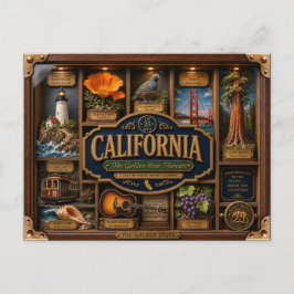 Kalifornien Shadow Box 3D Figurine Staat Postkarte