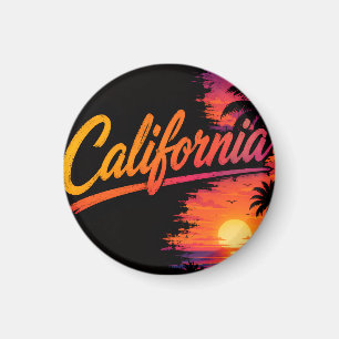 Kalifornien-Sonnenuntergangs-Paradies – Retro-Palm Magnet