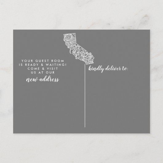 KALIFORNIEN Staat-Umstiegskarte Ankündigungspostkarte (Rückseite)