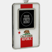 KALIFORNIEN - Staatliche Flagge - Red-Star-Design Rahmen-Ornament Silber (Rechts)