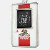 KALIFORNIEN - Staatliche Flagge - Red-Star-Design Rahmen-Ornament Silber (Links)