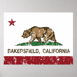 Kalifornien-Staats-Flagge Bakersfield Poster