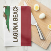 Kalifornien-Staats-Flaggen-Laguna-Strand Geschirrtuch (Viertel Falte)