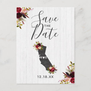 Kalifornien State Destination Rustic Save-the-Date Ankündigungspostkarte