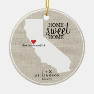 Kalifornien State Love Home Sweet Home Benutzerdef Keramik Ornament