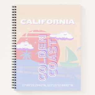Kalifornien, Strand, Art Reisen, Preppy, Pastell Notizblock