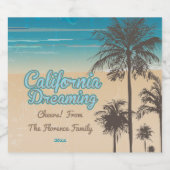 Kalifornien, Strand mit Palmen Bierflaschenetikett (Einzelnes Label)