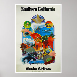 Kalifornien Süden Kunst Reiseplakat Alaska Druck Poster