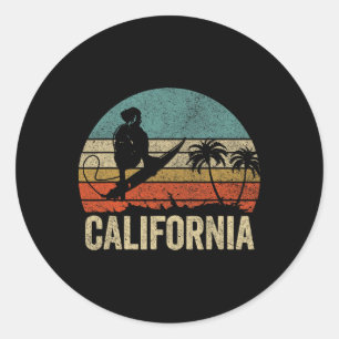 Kalifornien Surf Ca Vintage Retro Männer Frauen Ki Runder Aufkleber
