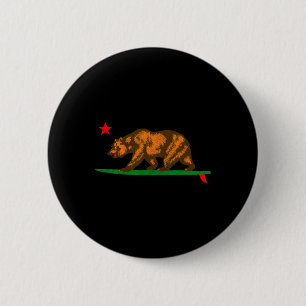 Kalifornien Surfbär Surfen Retro Staatsflagge S Button