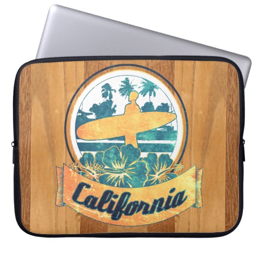 Kalifornien-Surfbrett Laptopschutzhülle (Vorderseite)