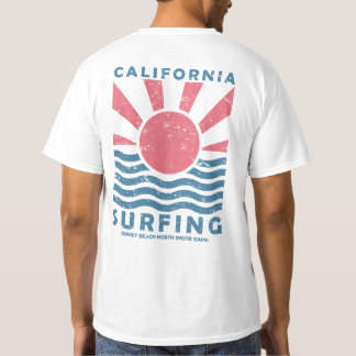 Kalifornien Surfen Sonnenuntergang Vintage Kunst T-Shirt