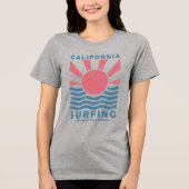 Kalifornien Surfen Sonnenuntergang Vintage Kunst Tri-Blend Shirt (Vorderseite)