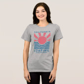 Kalifornien Surfen Sonnenuntergang Vintage Kunst Tri-Blend Shirt (Vorderseite voll)