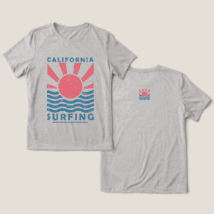 Kalifornien Surfen Sonnenuntergang Vintage Kunst Tri-Blend Shirt