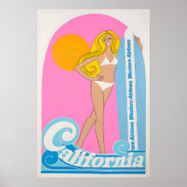 Kalifornien Surfing Art Surfer Druck Western Airli Poster