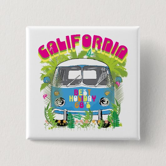 Kalifornien Surfing Van Button (Vorderseite)