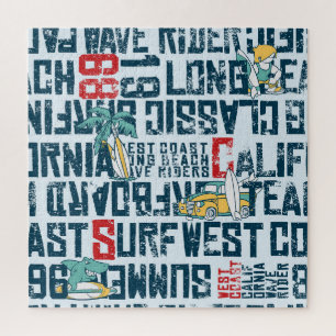 Kalifornien Surfteam: Grunge nahtloses Muster. Puzzle