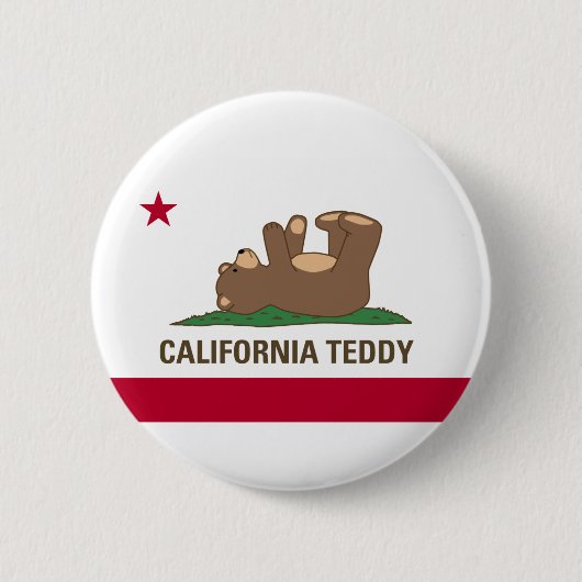 Kalifornien-Teddybär-Flagge Button (Vorderseite)