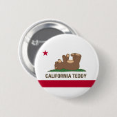 Kalifornien-Teddybär-Flagge Button (Vorne & Hinten)