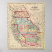 Kalifornien, Territorien von Oregon, Washington Poster (Vorne)